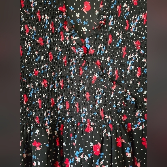 ASOS Design Womens Dress Black Botanical Print Shirred Bodice Maxi Size 10 - Picture 2 of 7